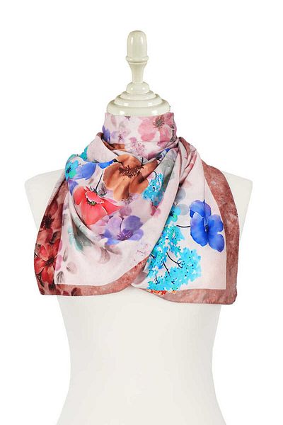 Bursa İpek Powder Floral Silky Scarf