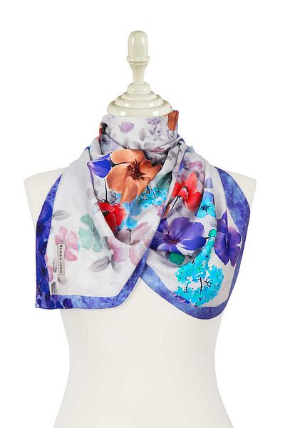 Bursa İpek Purple Floral Silky Scarf