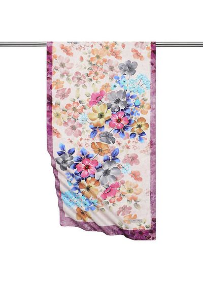 Bursa İpek Fuchsia Floral Silky Scarf