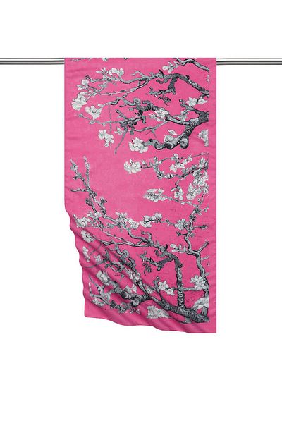 Bursa İpek Fuchsia Almond Flower Silky Scarf