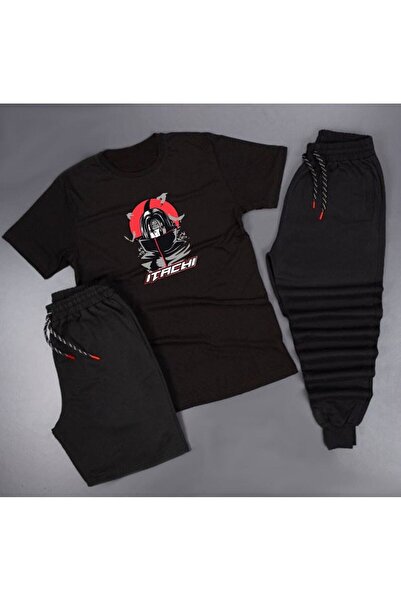 Adrift Anime Itachi Lettering Λεπτομερή εμπριμέ Unisex καλοκαιρινό σορτς - T-...