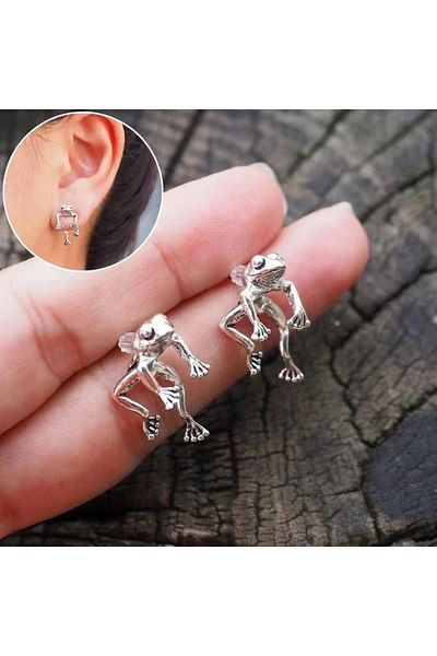 Köstebek Cute Swinging Frog Frog Earrings