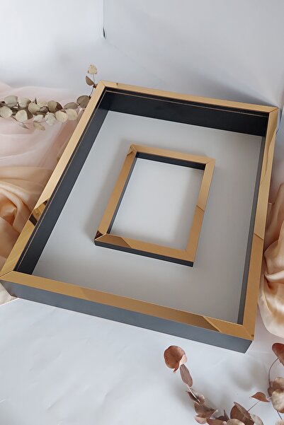 Verda Çerçeve 40x50 Cm Black-gold LED-Free Rose Memory Frame with Photo Section!!Rose Memory Frame