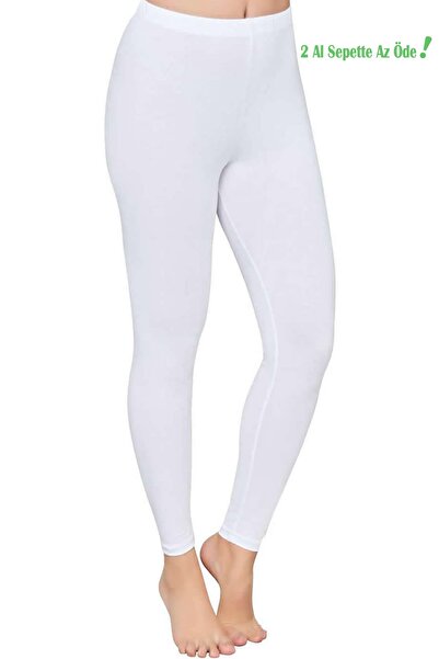 Alışveriş Meydanı Λευκό μακρύ κολάν από χτενισμένο βαμβάκι από λύκρα