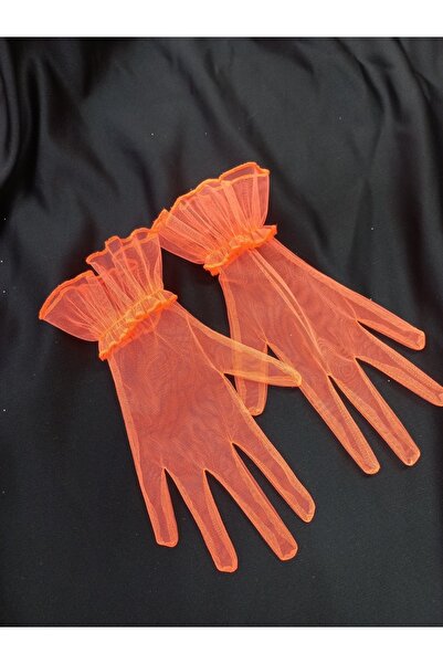 es moda shop Bella Abiye Gelin Eldiveni Kısa Turuncu