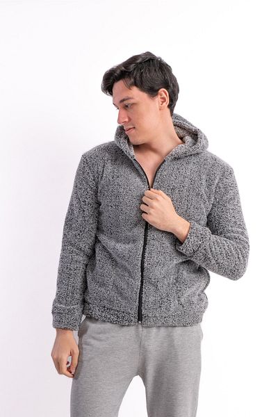 Sweets Collection Μπουφάν Unisex με κουκούλα Fleece Welsoft βελούδινο γκρι λιωμένο μπουφάν