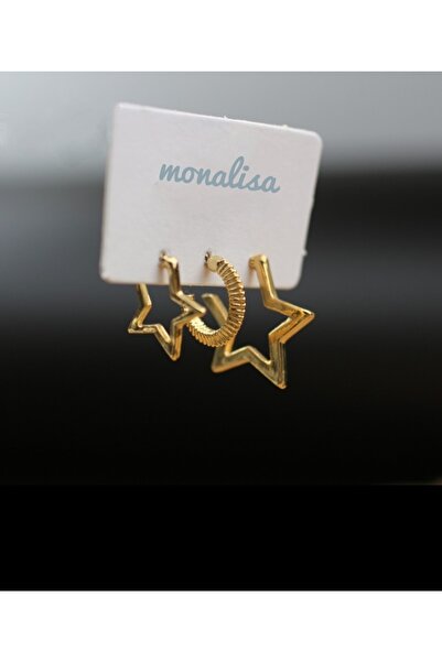 monalisatoka Kadın Gold Yıldız 3'Lü Küpe Seti