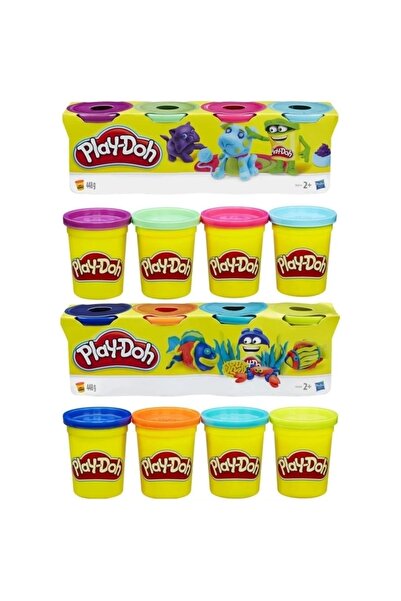 Play Doh 8 Colors Play Dough (2 Packs of 4 Colors) 2 x 448gr - Purple-Green-Pink-Turquoise & Lacquer-Orange-Blue-Yellow