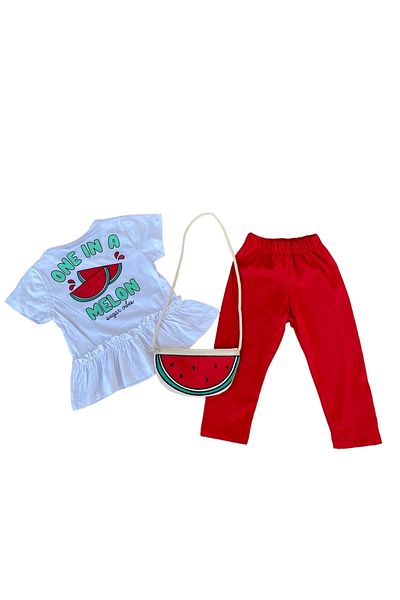 ant kids Watermelon Patterned Tights and Bag Set