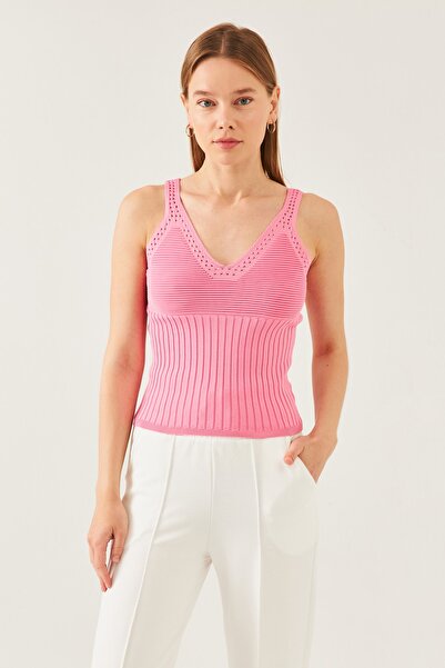 schlank Bluză de tricot pentru atletă de vară, roz, fără mâneci, cu bretele, ...