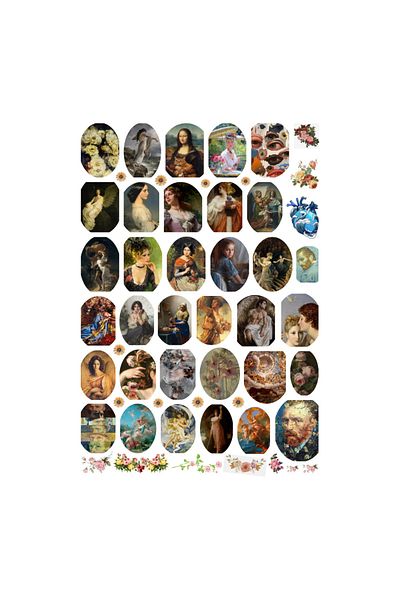 Ororabutik Σετ αυτοκόλλητων τέχνης Fairy Art Renaissance 53 τμχ - Σετ αυτοκόλλητων Scrapbook Bullet Journal