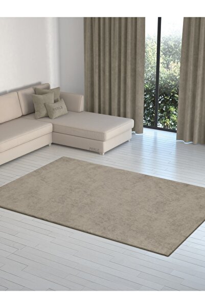 Perle Stone Colored Velvet Textured Elastic Carpet Cover Daily Series