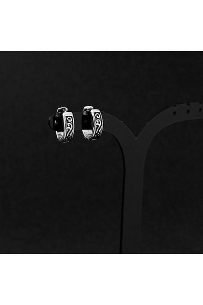Viking Vintage Hoop 316L Steel Unisex Earrings with Antique Tribal Pattern