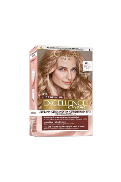 Excellence Creme Saç Boyası Set Nude Koyu Sarı 8u