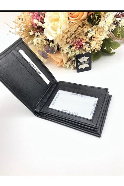 Mevsim Deri ® Men's Wallet Belt Rosary Card Holder Set of 4 Black