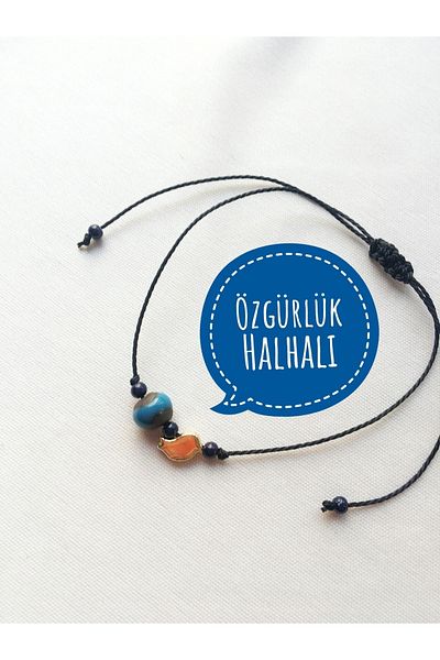 Atölye Merdiven Freedom Anklet blue authentic women's anklet with gold bird detail