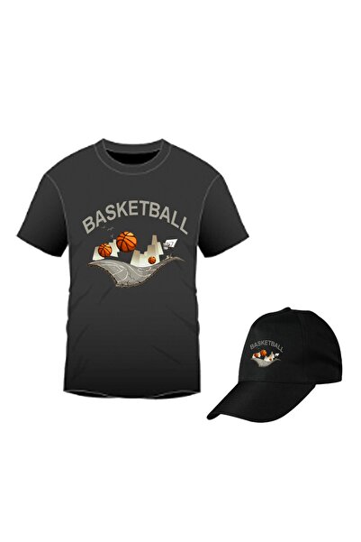 HediyeMania Baschet cu imprimeu bumbac 100% Combinație de tricou și pălărie n...