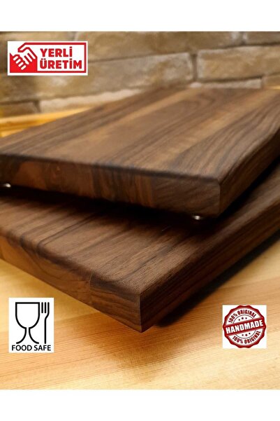 F&S WoodArt مجموعة من 2 - قطع خشب الجوز الطبيعي - عرض تقديمي - لحم - خبز - لوح تقطيع للمطبخ