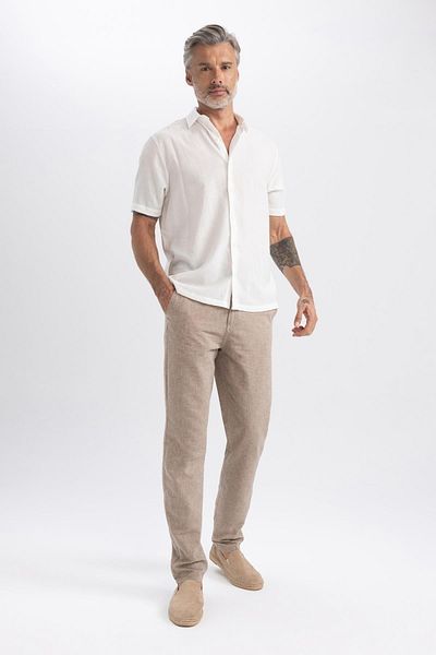 DeFacto Relax Fit Straight Leg Linen Blended Trousers Z9934az23sm