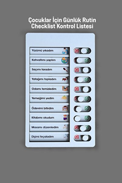 woodsia Çocuk Günlük Rutin Checklist Kontrol Listesi Eğitici Oyuncak Ahşap Ya...