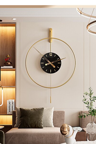 SEVİNÇ KONSEPT İzmir Elit Time 60 cm GOLD, Modern Dekoratif Sarkaçlı Metal Du...