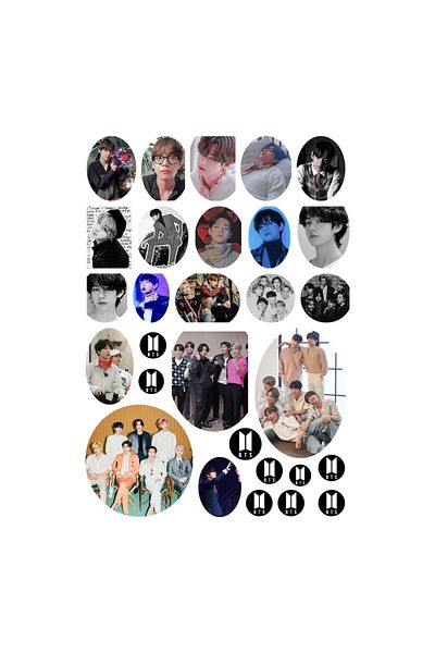 Ororabutik Σετ αυτοκόλλητων 29 τμχ Kpop Bts Taehyung - Σετ αυτοκόλλητων Scrapbook Bullet Journal