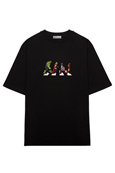 GreenMint تي شيرت للجنسين مقاس كبير Avenger Road