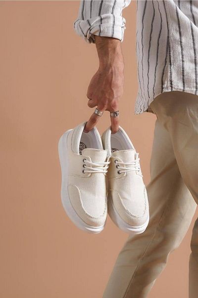 Joy Man J042 Δαντέλα Ορθοπεδική Σόλα Casual Ανδρικά Λινά Κλασικά Παπούτσια BT Λευκό
