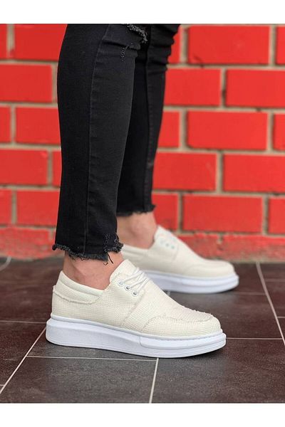 Joy Man J042 Δαντέλα Ορθοπεδική Σόλα Casual Ανδρικά Λινά Κλασικά Παπούτσια BT Λευκό