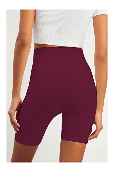 MİSTİRİK Felolin Model Biker Shorts Seamless Pattern Firming Flexible Shorts Claret Red Color
