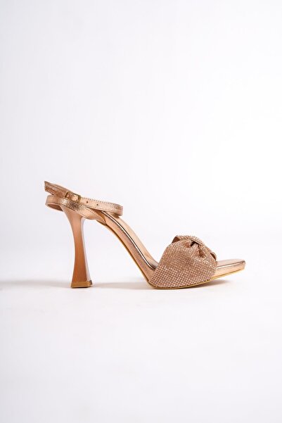 Modabuymus Nelson Copper Bow Stone Platform Heeled Evening Dress Shoes