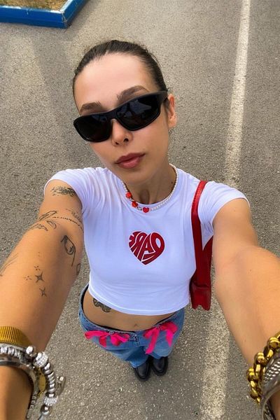 Jose Clothing Crop Top pentru damă cu imprimeu alb - cu mânecă scurtă