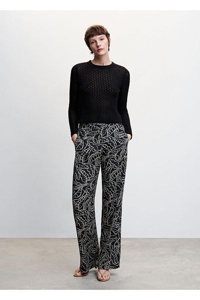 MANGO Woman Floral Palazzo Trousers