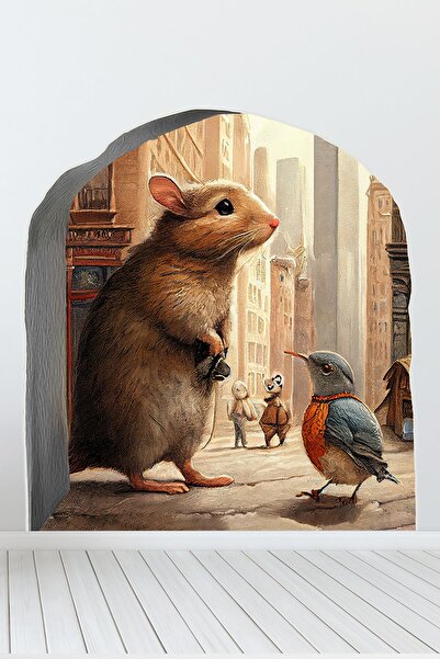 Echo Home Children's Baby Room Baseboard Wall Sticker with Mouse Hole City De...