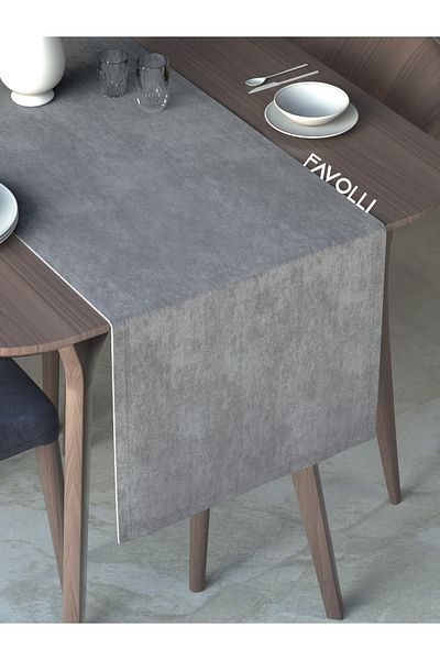 FAVOLLİ Seria de vis Runner cu textura din catifea gri argintiu 40 X 140