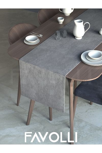FAVOLLİ Seria de vis Runner cu textura din catifea gri argintiu 40 X 140