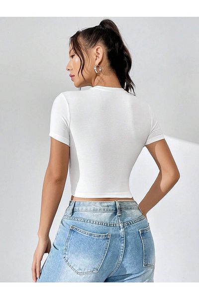 Jose Clothing Γυναικείο κοντομάνικο μπλουζάκι με λευκή στάμπα