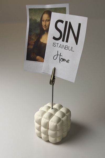 sin istanbul Soft Bubble Concrete Note Holder White, Note Holder