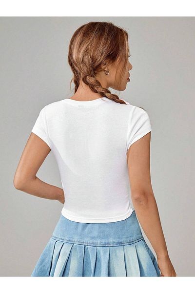 Jose Clothing Γυναικείο κοντομάνικο μπλουζάκι με λευκή στάμπα