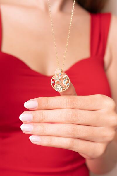 Ayenci Deniz Yuvası Tasarımlı Zirkon Taşlı Kadın Kolye