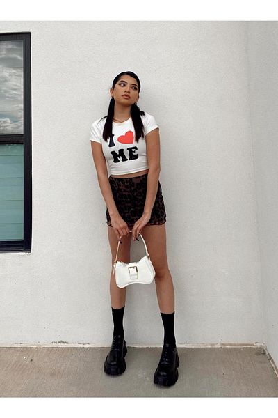 Jose Clothing Γυναικείο κοντομάνικο μπλουζάκι με λευκή στάμπα