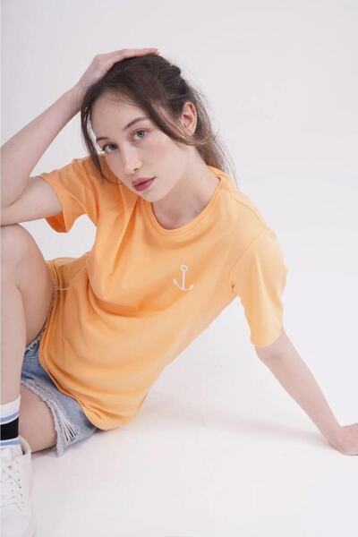 The Socks Company 23SCTS223U - Велосипедна комір, помаранчева вишивка у вигляді якоря, футболка