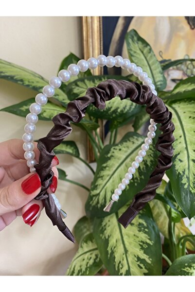 CSR AKSESUAR Комплект от 2 сатенени и перлени диадеми