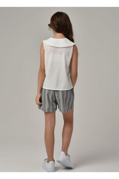 Çikoby Girl's Woven Striped Comfortable Fit Shorts