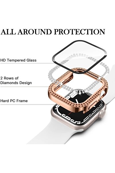 GREGOSS Apple Watch 4-5-6-Se Compatible 40 mm Elegant Diamond Stone Case and Screen Protection Case