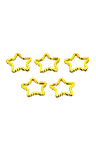 Getshop Alışveriş Pazarı Keychain Ring Without Chain Star Gold 5 Pieces
