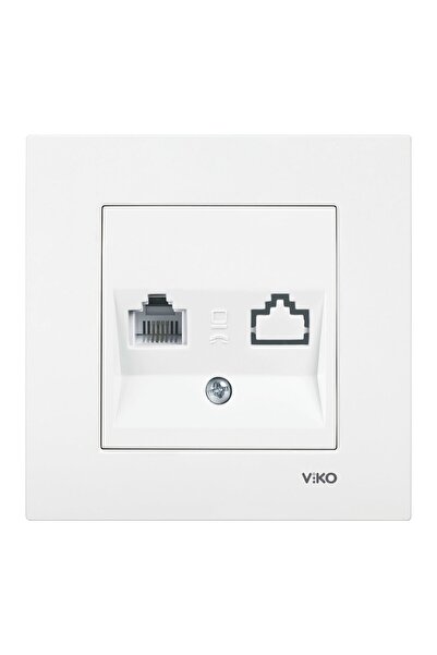 VİKO Viko Karre Beyaz Tekli Nümeris Cat-3 Telefon Prizi ÇERÇEVELİ