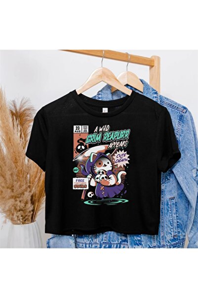 Touz Black Crop - Blunt Blunt Cute Printed To Death