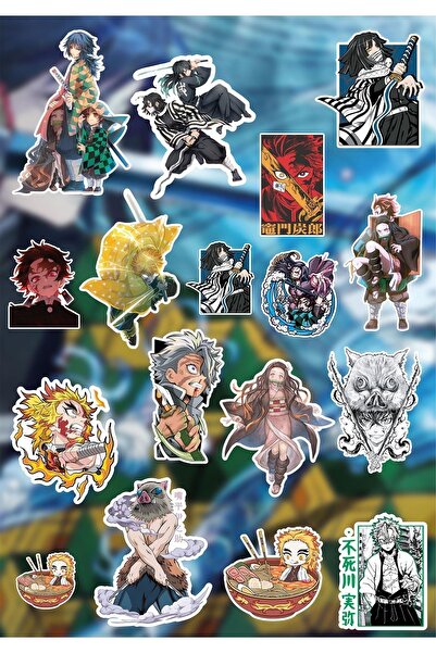 Anime Marketi مجموعة ملصقات الكمبيوتر المحمول Demon Slayer Anime (17 قطعة)