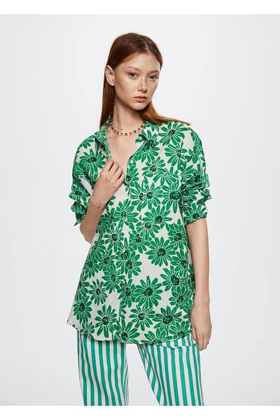 MANGO Woman Cămașă din bumbac cu modele florale